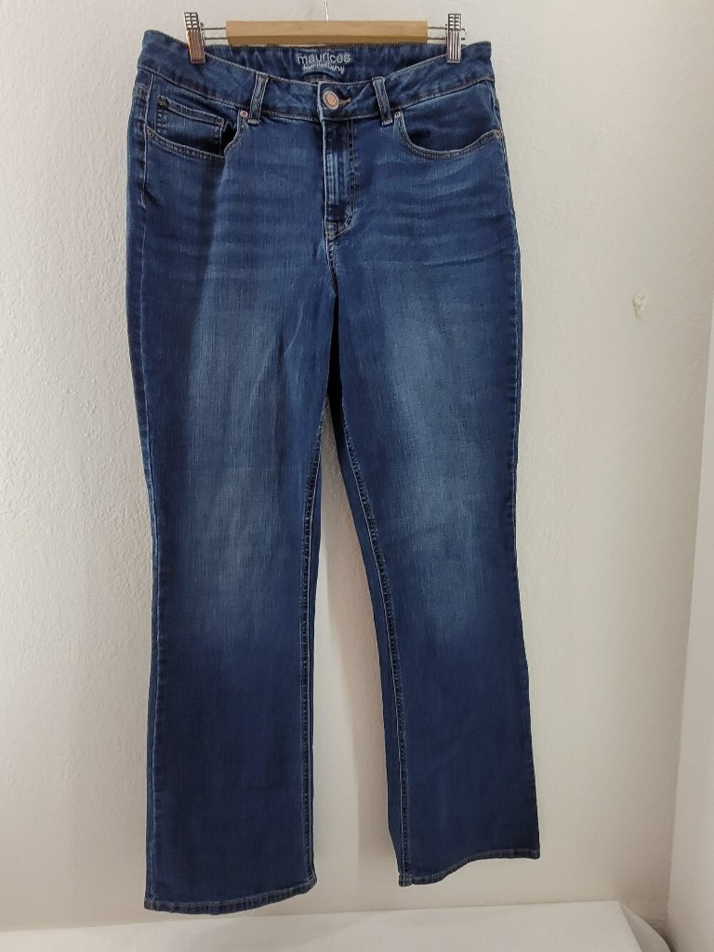 Maurices Jeans Women's 14 LONG Blue High Rise Curvy Bootcut Stretch Denim